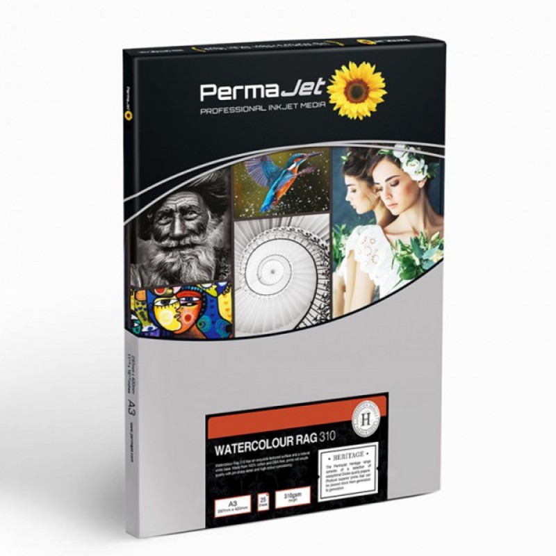 PermaJet Watercolour Rag 310gsm A3 - 25 Sheets