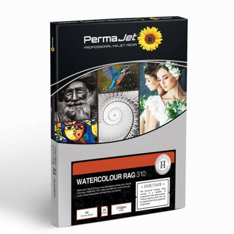 PermaJet Watercolour Rag 310gsm A4 - 25 Sheets