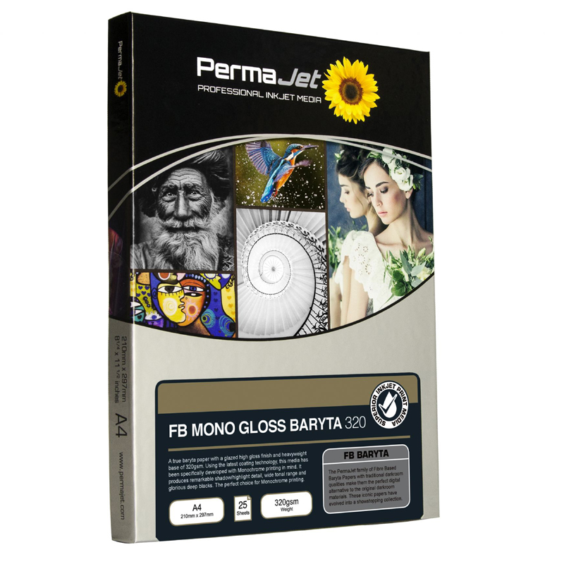 Permajet (FB) Fibre Base Mono Gloss Baryta 320gsm A3+ 25 Sheets