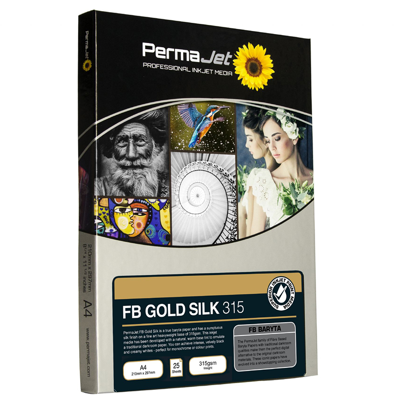 PermaJet Fibre Base Gold Silk 315gsm Inkjet Paper A3 25 Sheets