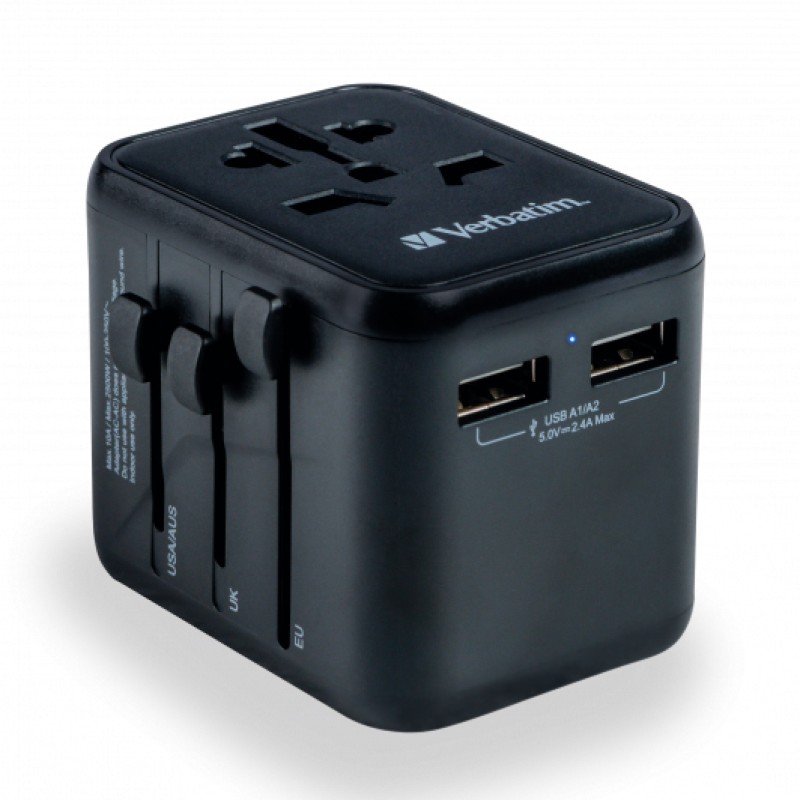 Verbatim Universal Travel Adapter UTA-01 Plug (2 x USB-A ports)